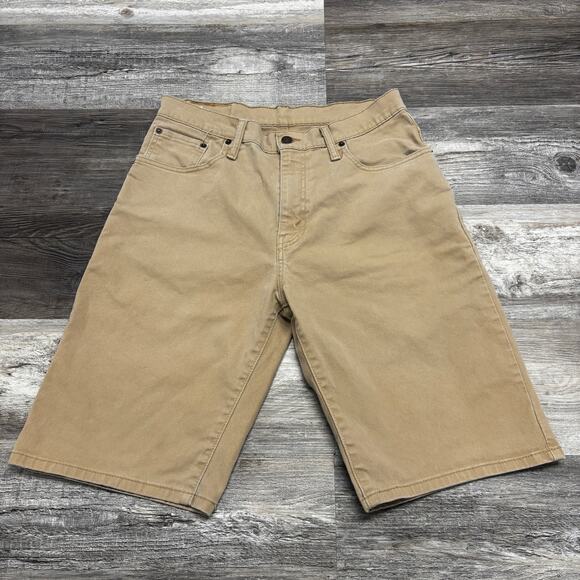 Levis 569 White Tab Tan Mens 30 Loose Straight‎ Shorts Khaki Stretch Bermuda - Picture 1 of 11